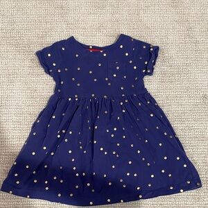 Mini Boden Navy Dress with Gold Dots